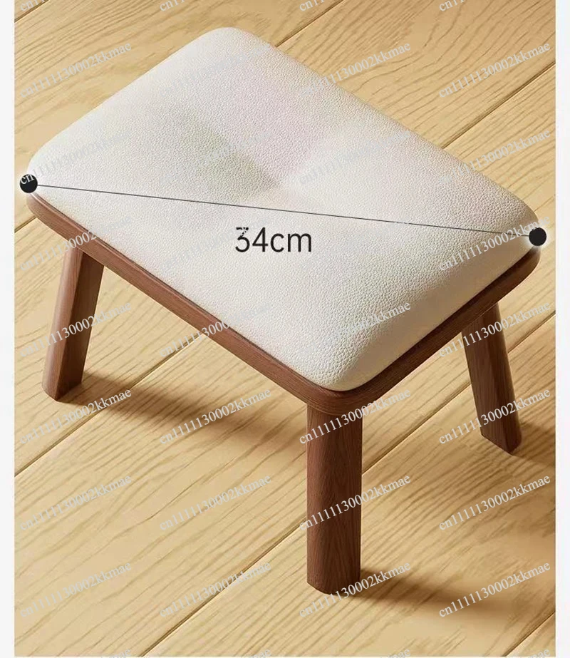 Solid Wood Low Stool for Home Use - Sturdy Comfortable Modern Simple Sofa Soft Bag Storage Organizer