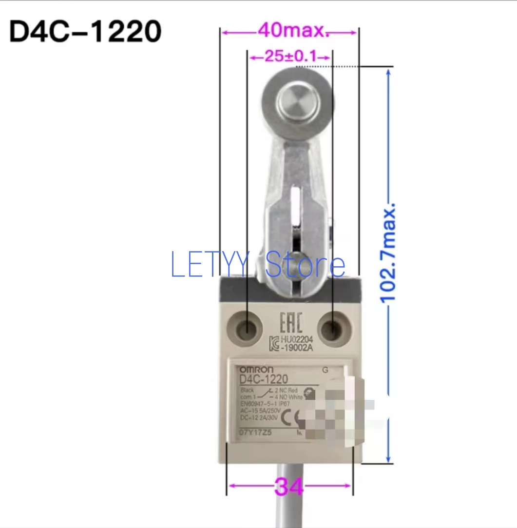 Interruptor impermeável do curso de limite D4C-1232 1202 1220 1227P 1229P 3224