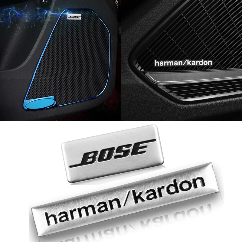 

Harman Kardon BOSE значок алюминиевые 3D автомобильные аудио наклейки для Audi A4 B5 B6 B7 8P 8V 8L A5 C7 4F A8 Q2 Q7 RS3 RS4 RS5 RS6 TT 4L R8