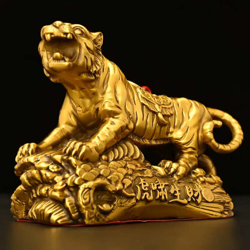 All Copper Chinese Zodiac Tiger Home Office Desktop Fortune Gold Tiger Ornaments Auspicious Objects Sculptures