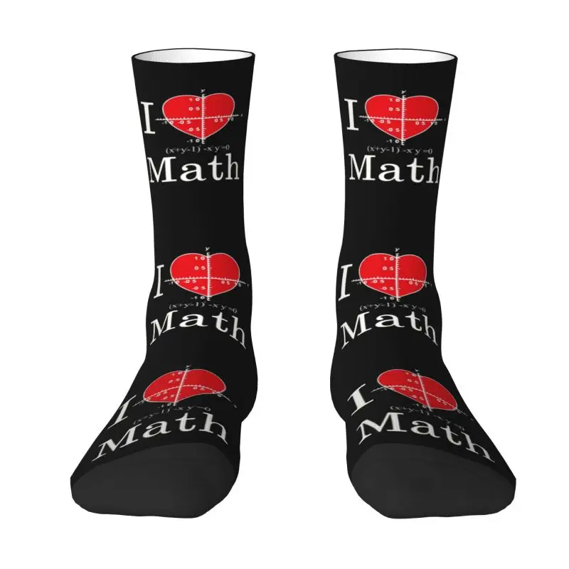 

Funny Print I Love Math Pattern Socks for Men Women Stretchy Summer Autumn Winter Geek Nerd Crew Socks