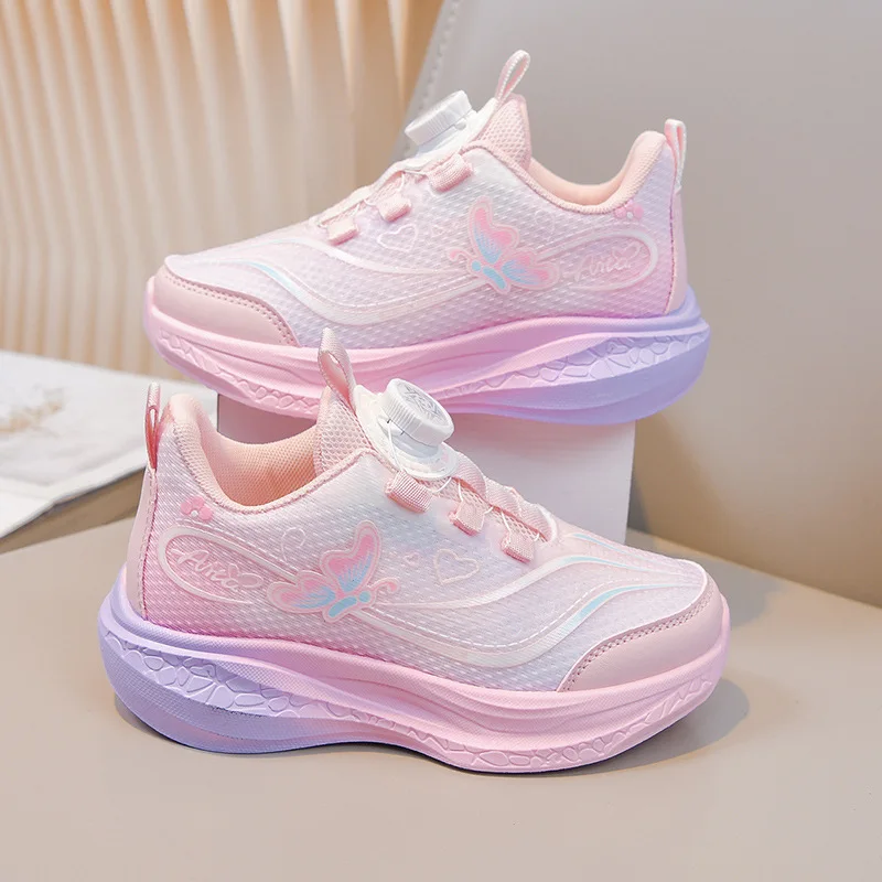 Girls Kuds Lightweight Knob Running Shoes Spring Autumn Breathable Non-slip Sports Shoes Children Soft-soled Casual Shoes Teen
