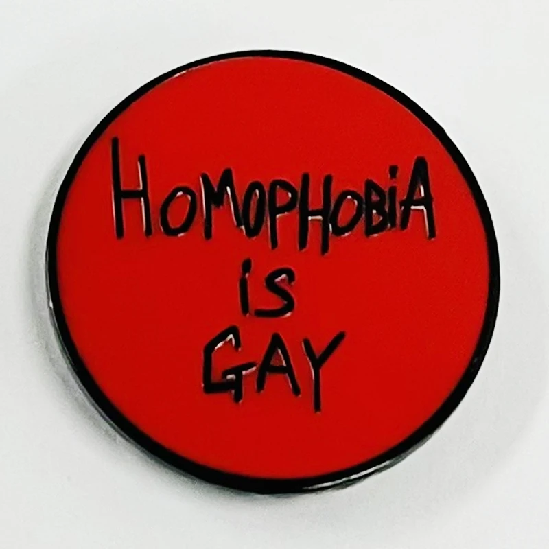 Homophobia is gay enamel pin red buttons LGBT badge jewelry gift