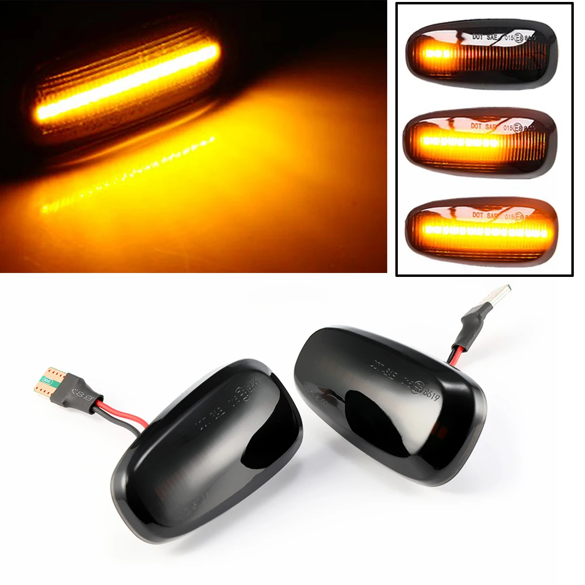 2PCS Amber LED Dynamic Turn Signal  Lamp Side Marker Lights Blinker For Opel Zafira A 1999-2005 Astra G 1998-2009 Car Styling