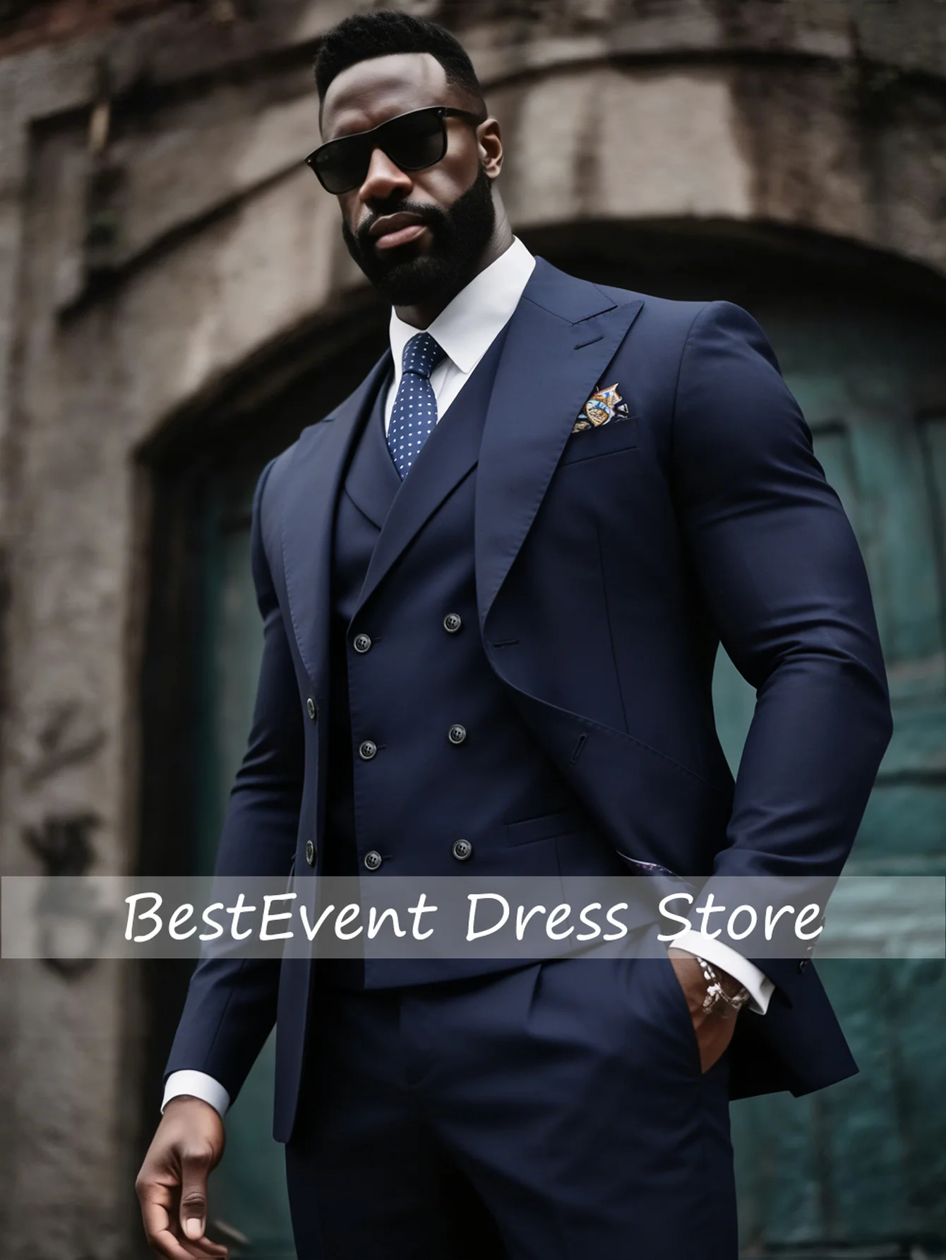 Professional Standard Men's Three-piece Suit for Business and Office Settings - Single-button V-neck Design Customized