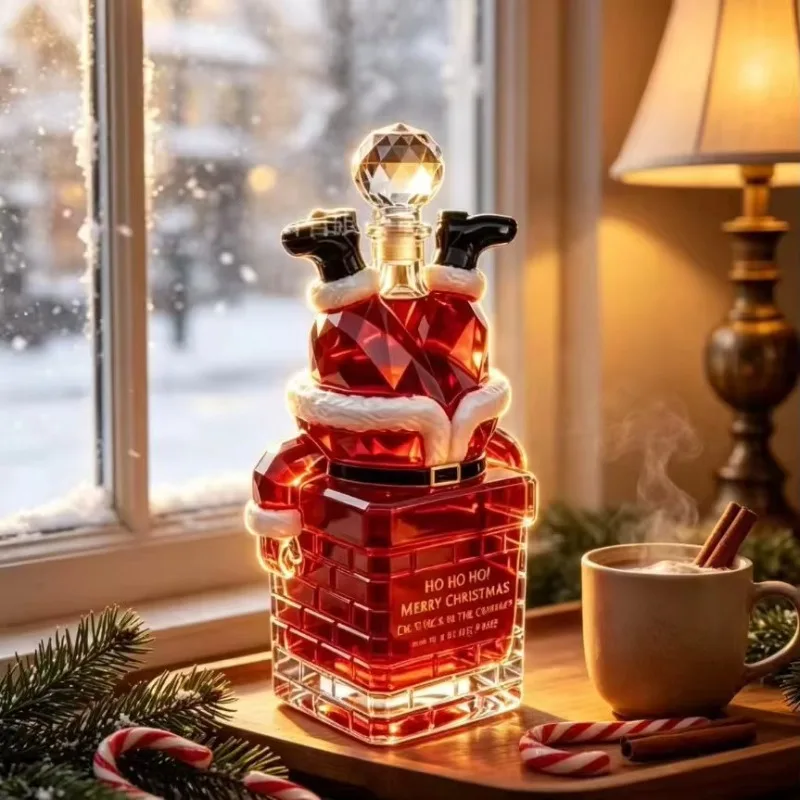 Christmas Santa Stuck In Chimney Glass Whiskey Decanter Bottle Creative Santa Claus Liquor Wine Bottle Xmas Home Bar Table Decor