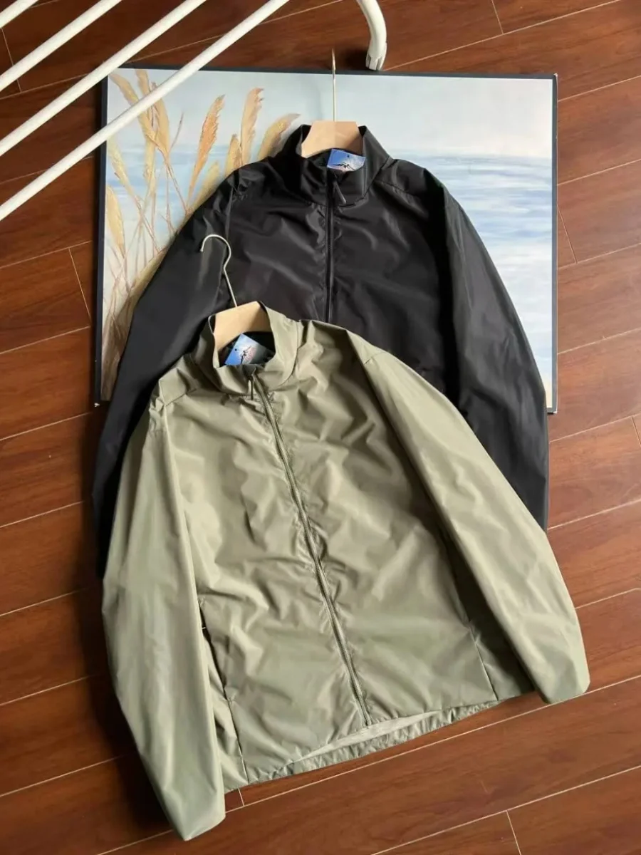 

Ветрозащитная водонепроницаемая тканая куртка для активного отдыха с воротником-стойкой и длинными рукавами, приталенного кроя, для молодежи, весенний сезон