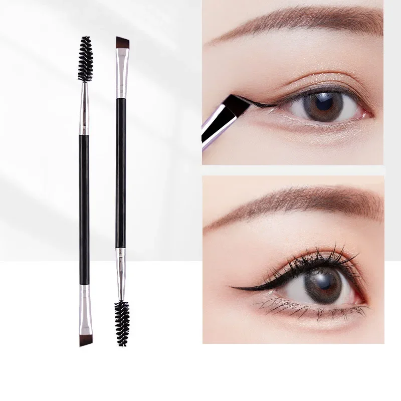 Double-ended Eyebrow Eyeliner Brush for Women Makeup Tools Eyelashes Brush Lash Curl Spiral Brush Angled Brow Powder Brushes