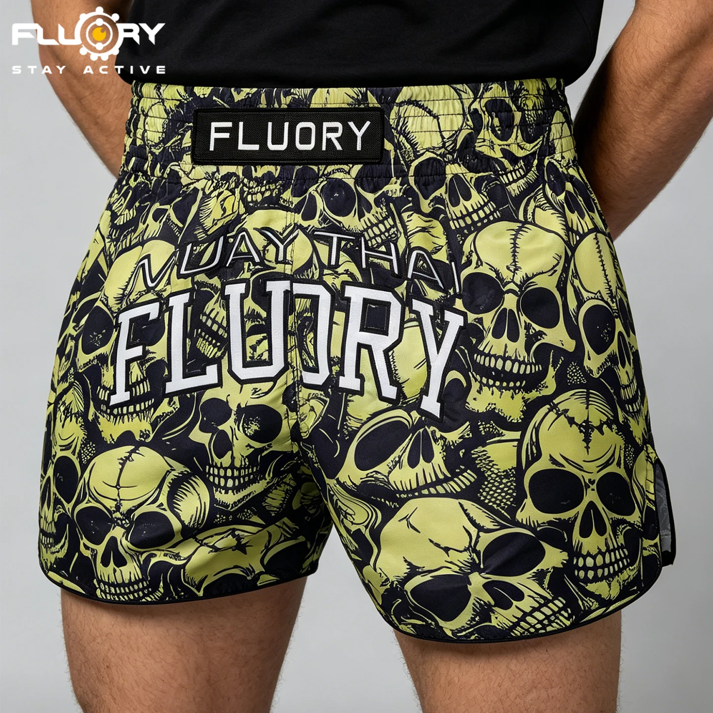 FLUORY Skeleton Embroidered Breathable Boxing Shorts, Suitable For Boxing, Combat, Mma Gym Training Clothes, Muay Thai Shorts