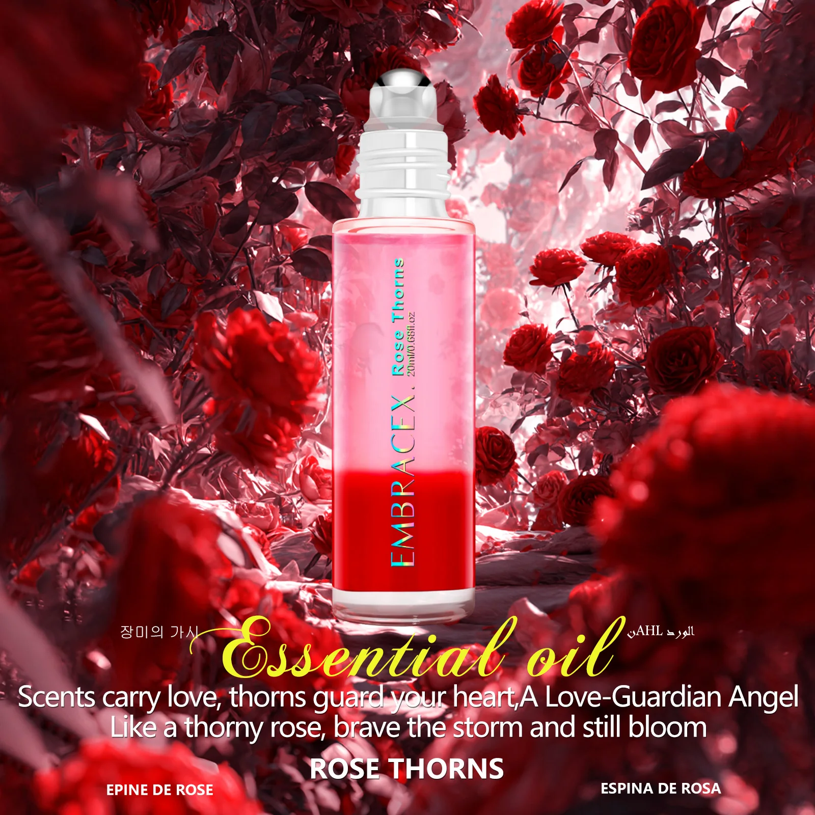 20ml Rose Thorns Roller Fragrance Oils Gifts Enhance Confidence Long Lasting Suitable for Daily Use