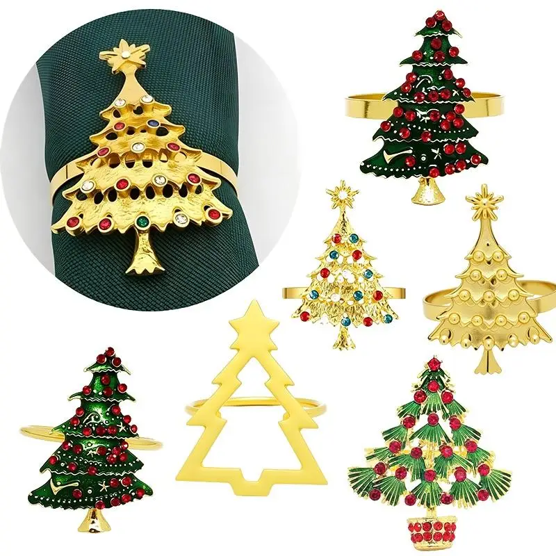 Christmas Napkin Rings Xmas Napkin Holder Rings Wreath For Holiday Party Dinner Table Decoration