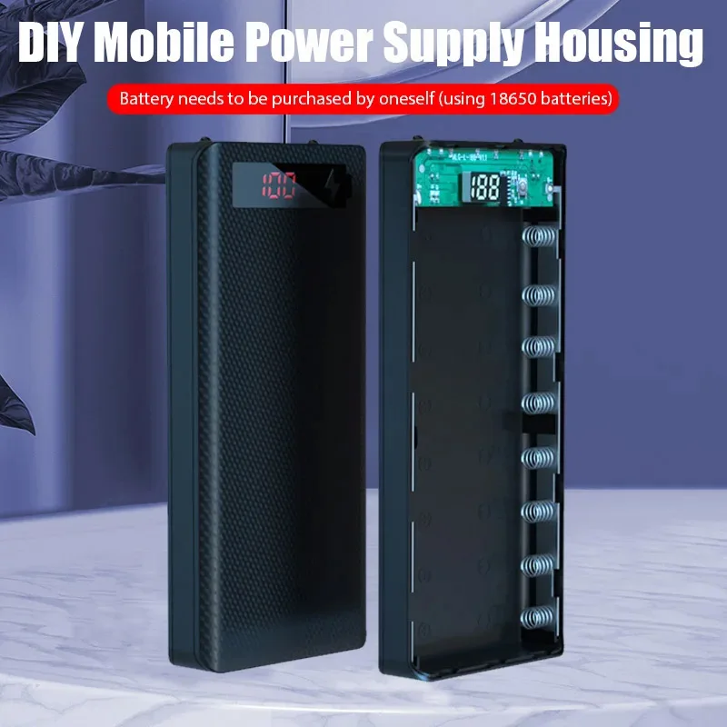 8/10*18650 Power Bank Cases Battery Holder Portable Dual USB Type C Charge Shell for iPhone Xiaomi Huawei 18650 Battery Cases