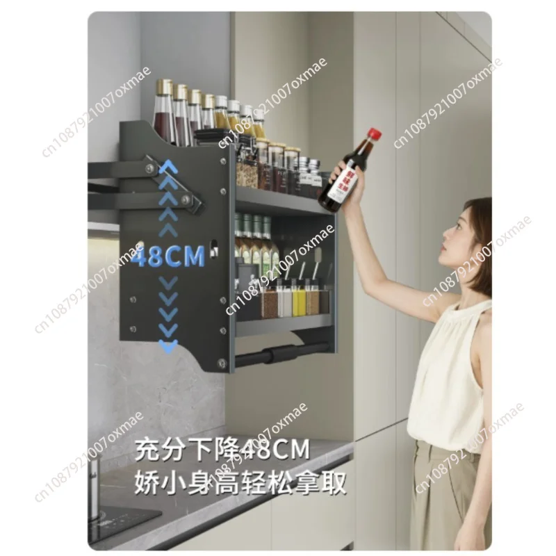 Basket Double-layer Damping Buffer Wall Cabinet Lift Pull Basket Pull-down Basket Kitchen Cabinet Upper and Lower Lift Pull