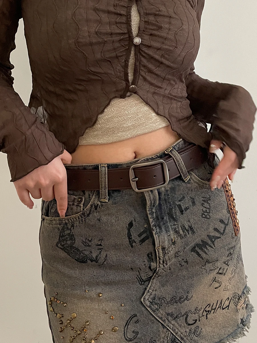 

Belt Women's 2024 New Summer Decorative Jeans Student Coffee Versatile Wide Belt Design Feel Belt Black