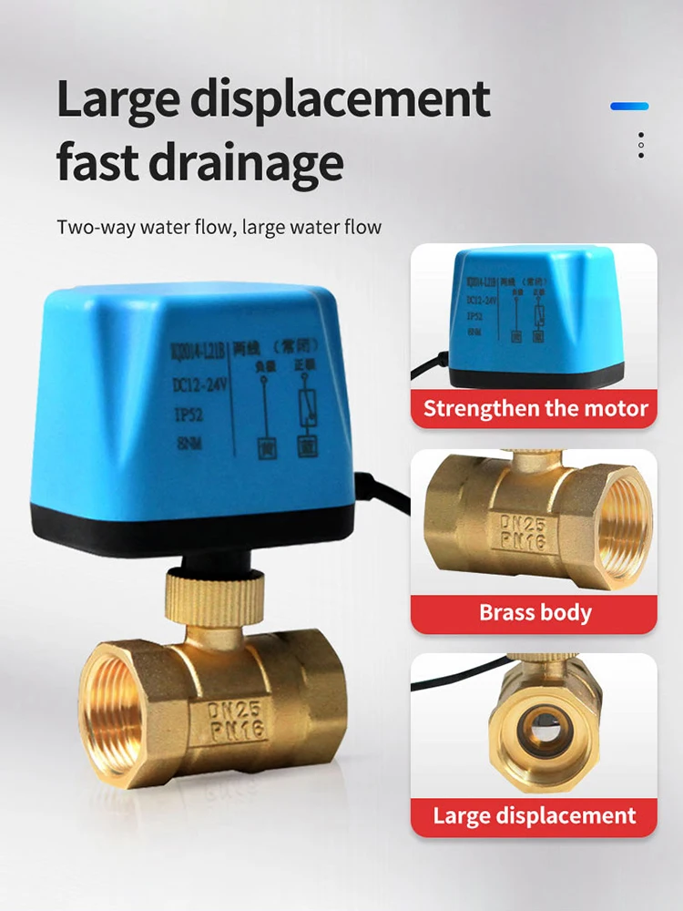 Válvula de bola eléctrica motorizada de latón, rosca hembra de 2 cables, gran Torque, 8 N · m, 12V, 24V, 1/2 V, 3/4 V, CA/CC, 110 \