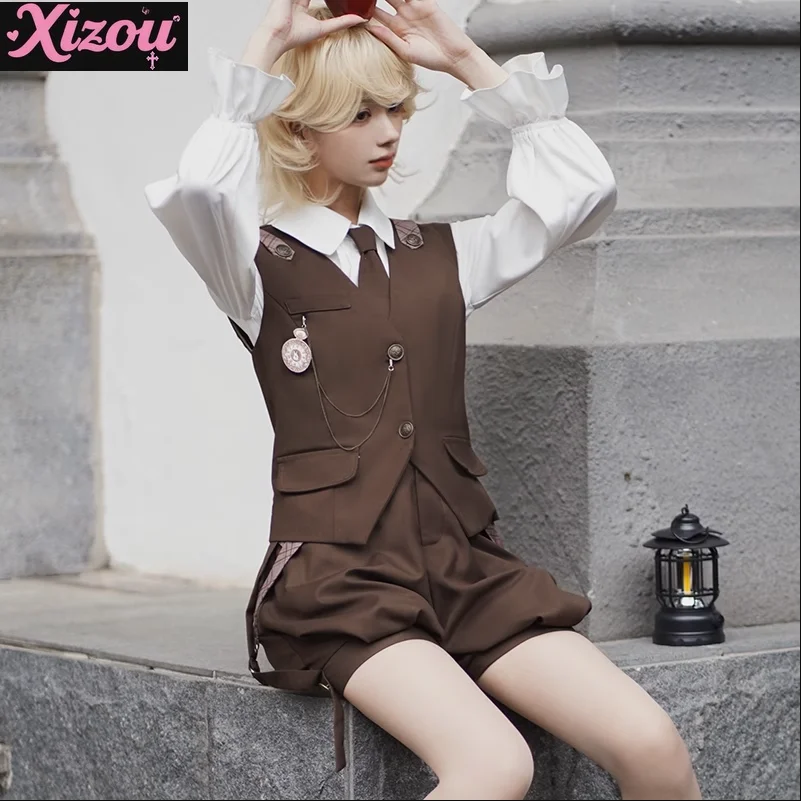 

Japanese Original Goth Lolita Little Detective Cos Zhengtai Prince Wear Small Subculture Shirt Overalls Vest Cute Suit Female