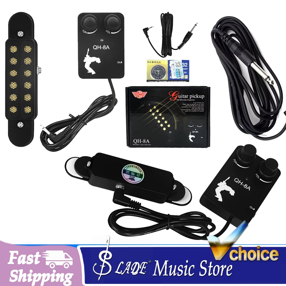 Gitarren-Tonabnehmer, Akustikgitarre, Schallloch-Tonabnehmer, magnetisch, mit Audiokabel, Tone-Volume-Controller, langlebiges Zubehör für Gitarre