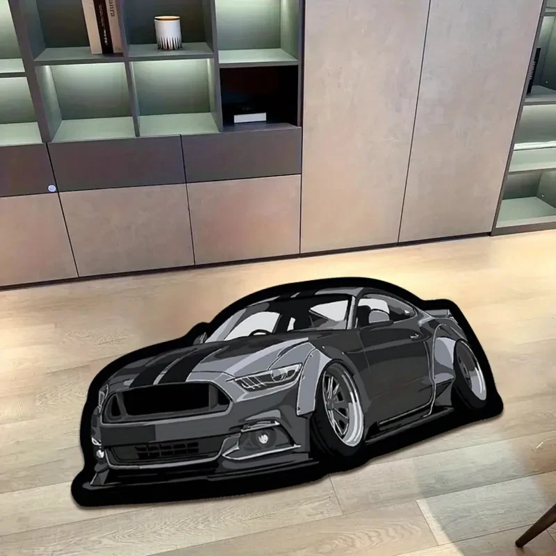 

Мягкий нескользящий ковер VIKAMA Black Sports Car, устойчивый к загрязнениям, для дома, гостиной, спальни, игровой комнаты, домашнего декора
