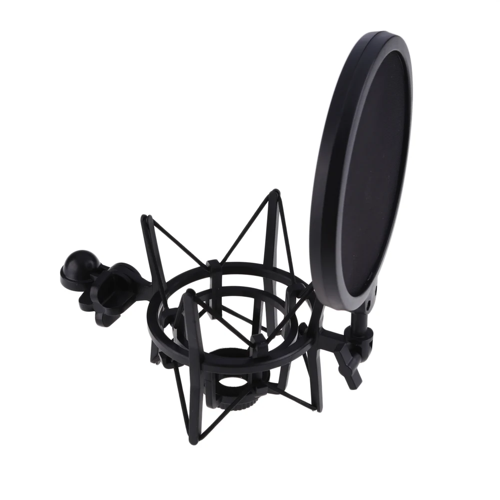 

Microphone Stand Shock Mount Professional Mic Suspension Shock Mount with Shield Filter Screen Black