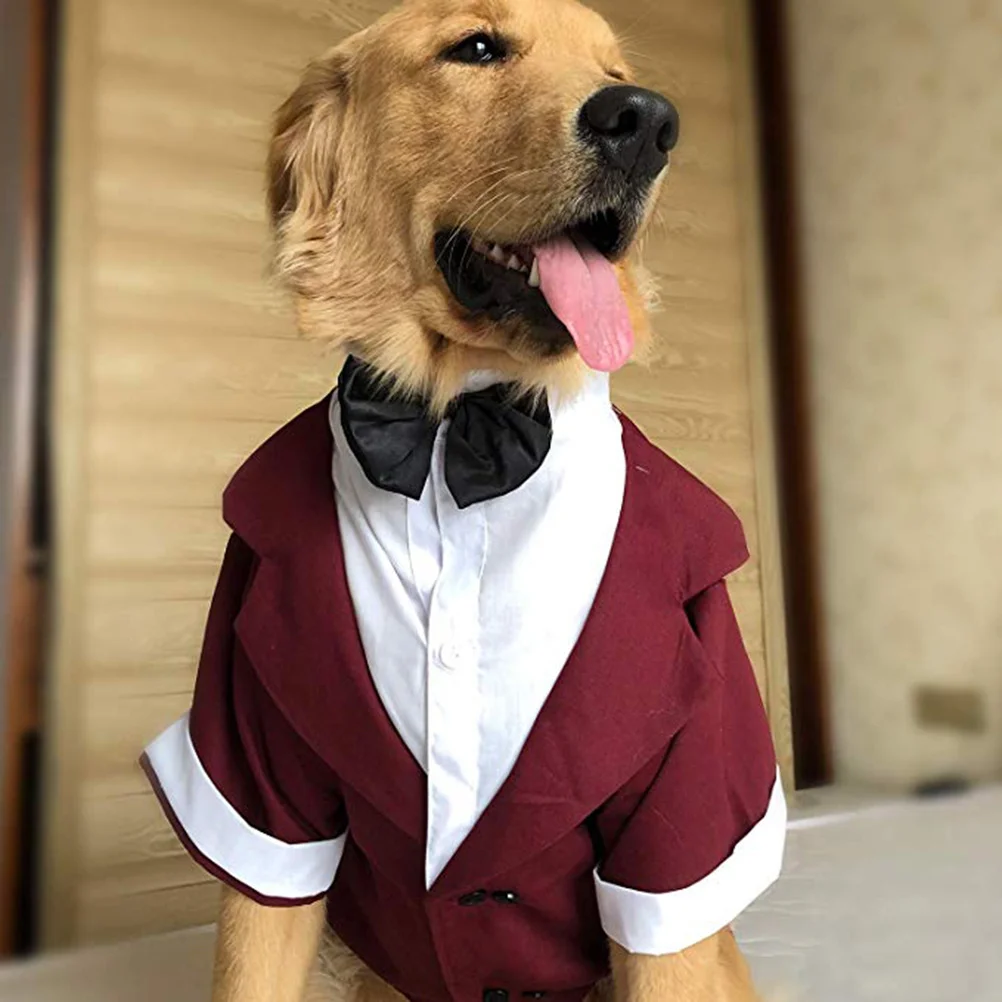 

Suit British Style Pet Tuxedo Formal Dog Suit Wedding Party Costume Red Brown Size S Pet Apparel Dog Clothes