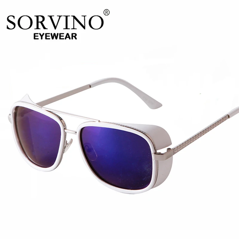 SORVINO Iron Man Sunglasses Fashion Steam Punk Goggle Reflective Coating Cool Sun Glasses for Women Men Leopard Eyewear view 4