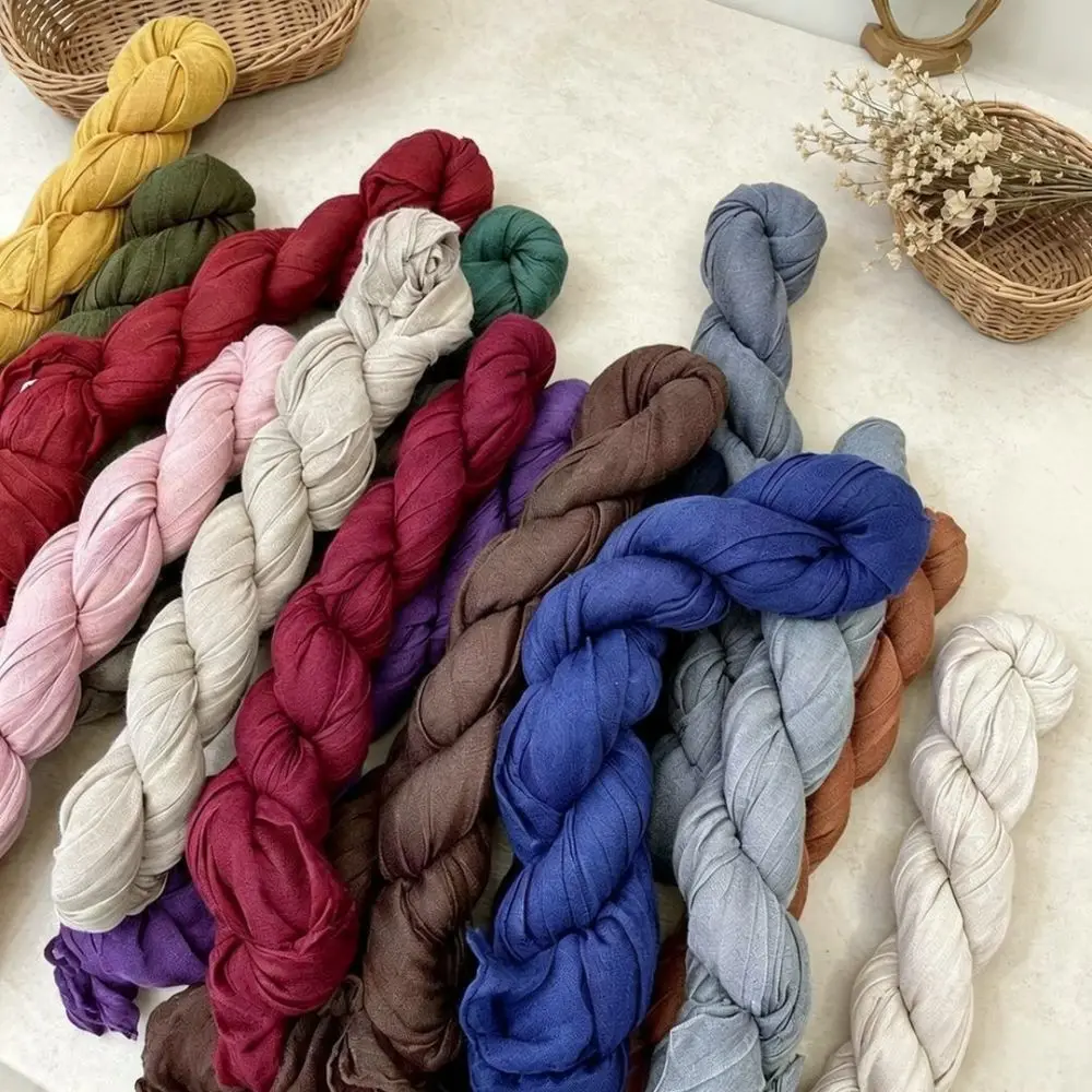Boho Cotton Linen Scarf Women Pleated Shawl Soft Floral Print Wrap Fashionable Ladies Neck Scarf Spring Autumn Travel Accessory