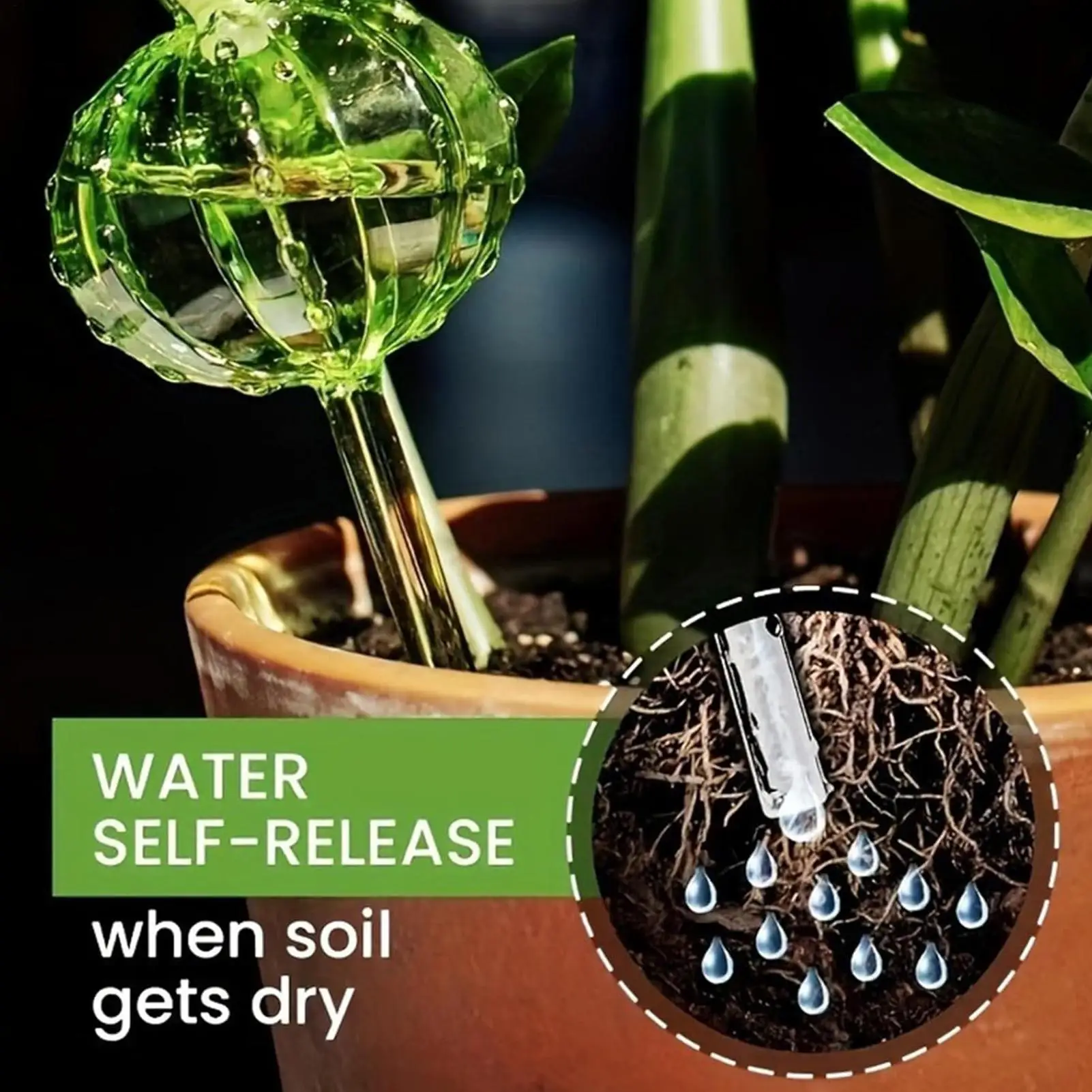 Plant Watering Stakes 3 Pieces Slow-Release Vacation Care Insert Plant Pot Self Watering Stakes For Flowers Orchids Garden Yard