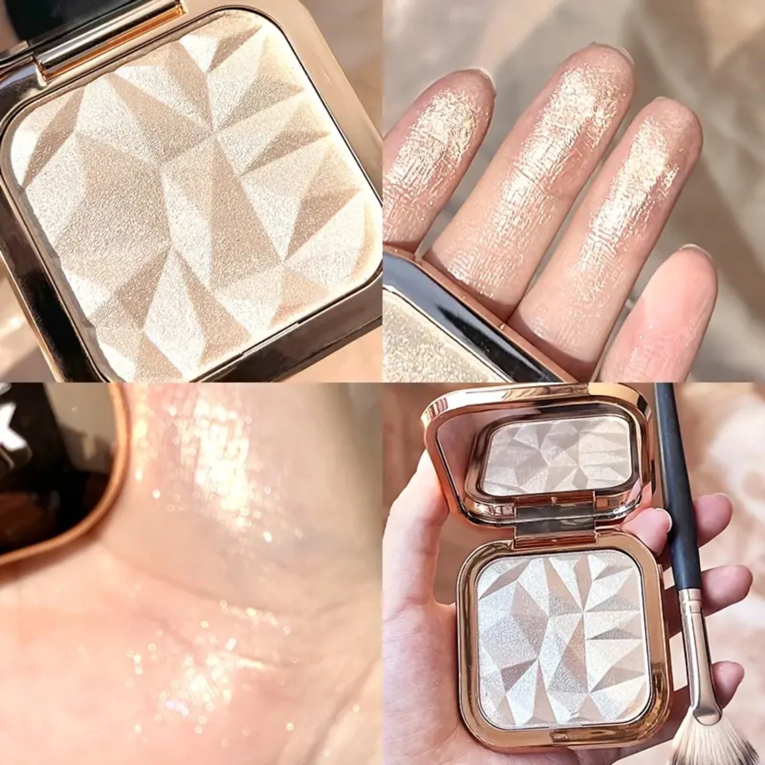 FOMIX Star Diamond Highlighting Powder Palette - Pearl Glitter Champagne Highlight & Shadow