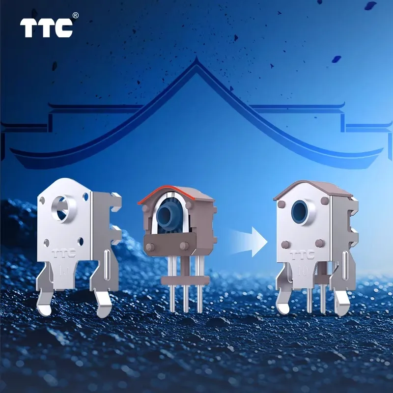 TTC Ice-Fire Rotary Mouse Scroll Wheel Encoder 8MM 9MM 10MM Dual-wheel Drive, Noise-reducing and Shock-absorbing, Dust-proof