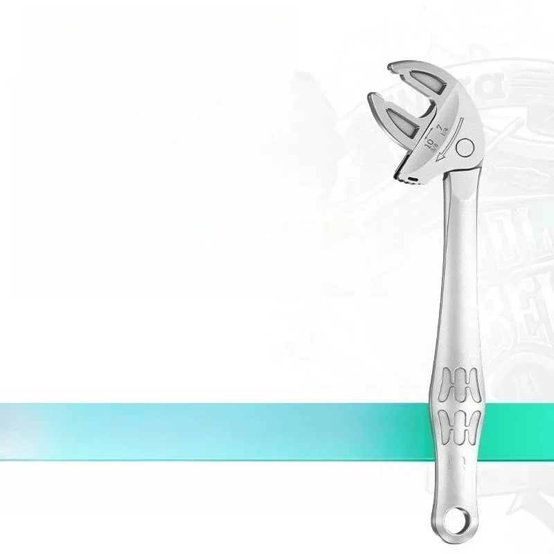 Crab clamp adjustable wrench with large opening, quick imitation ratchet, self-adjusting
