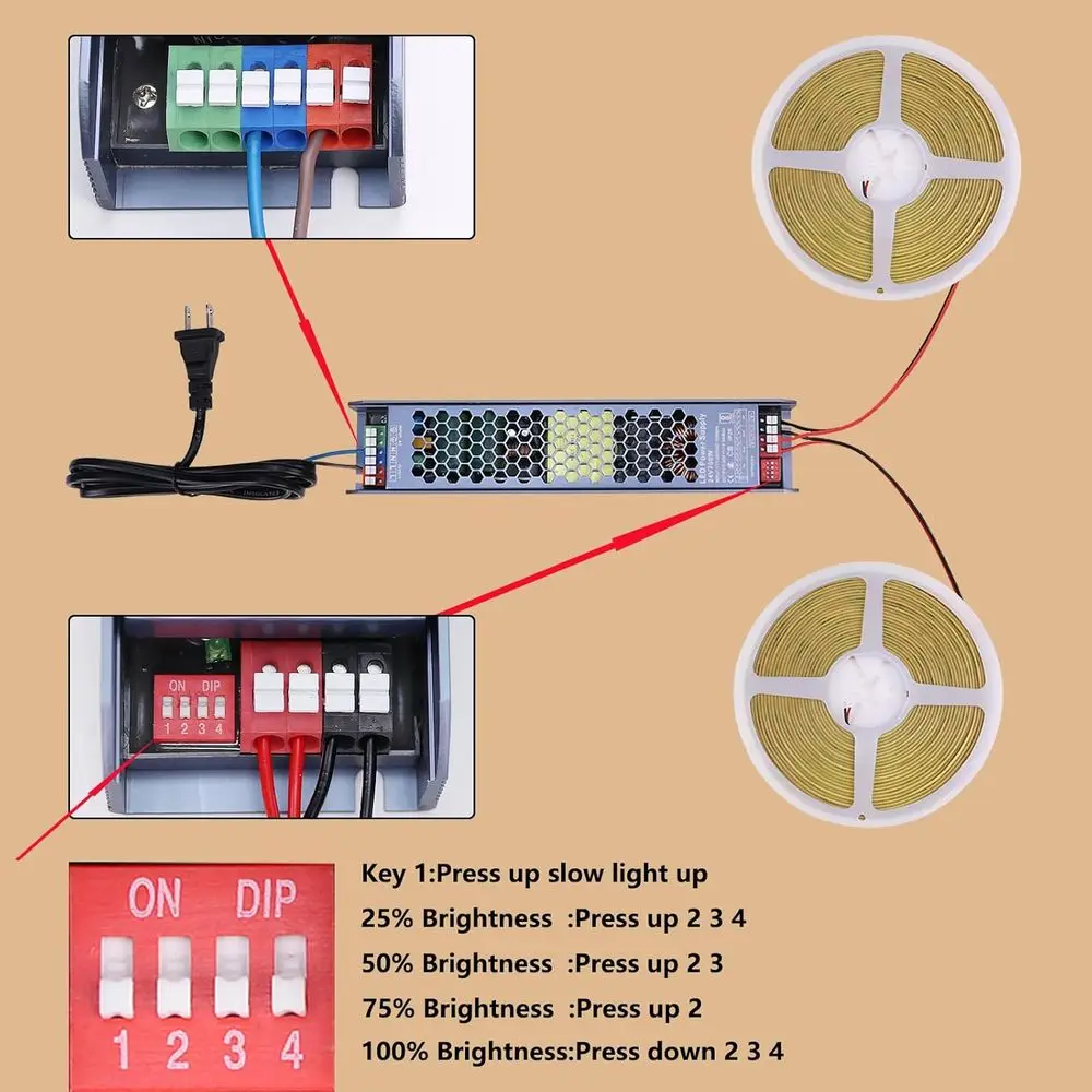 طقم أضواء شريط LED أبيض دافئ بطول 65.6 قدم 24 فولت، شريط SMD2835 بقدرة 300 وات للأسقف المنزلية والتجارية #6