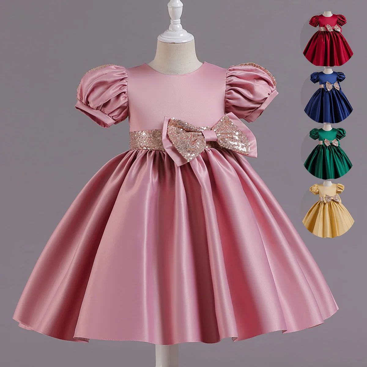 

3-10 Years Girl Sleeveless Bowknot Dress Kids Princess Puffy Skirt Show Children's Dress For Little Baby Girl