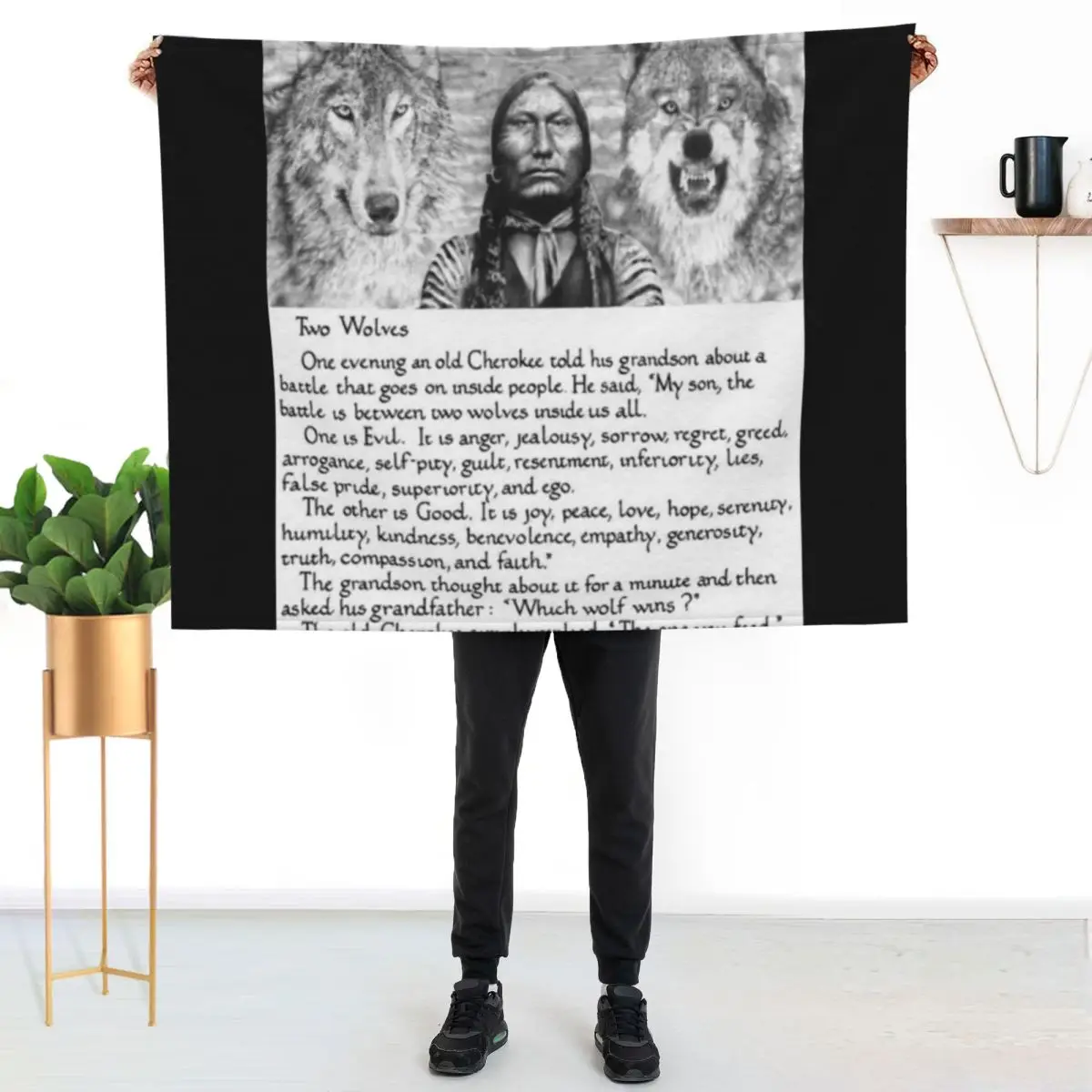 Wise Cherokee saying/ story about 2 wolves Throw Blanket Designers Summer Loose Weighted Quilt Thin Blankets