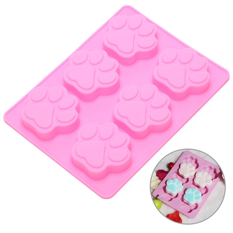 Dog Cat Paw Print Mold Silicone Cake Baking Mold Soap Mold Kitchen Tool