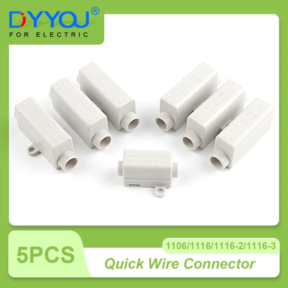 5PCS High Power Push-in Butt Wire Connector 1/2/3 Ports Quick Splitter Conductor Splicing Terminal Block Electrical Junction Box
