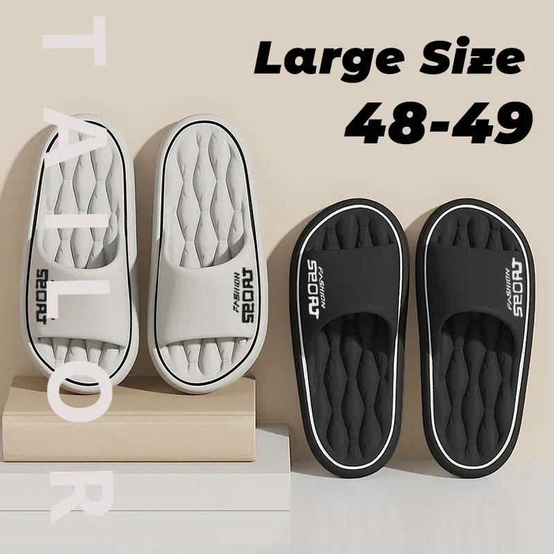 

Мужские тапочки с буквенным принтом размера плюс 48–49, домашние шлепанцы из ЭВА с открытым носком, женские сандалии на плоской подошве, пляжные шлепанцы