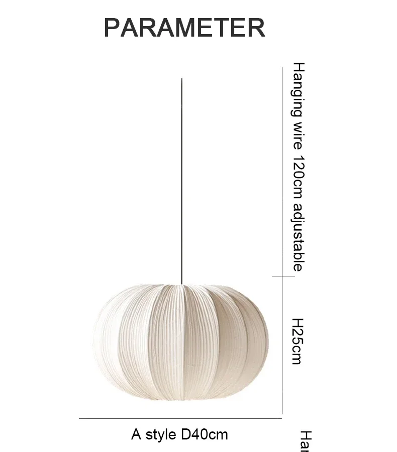 Nordic Wabi Sabi Fabric E27 LED Pendant