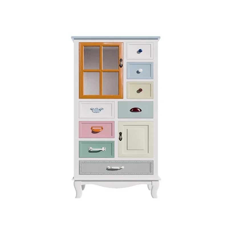 Solid wood painted chest of drawers household bedroom drawer locker