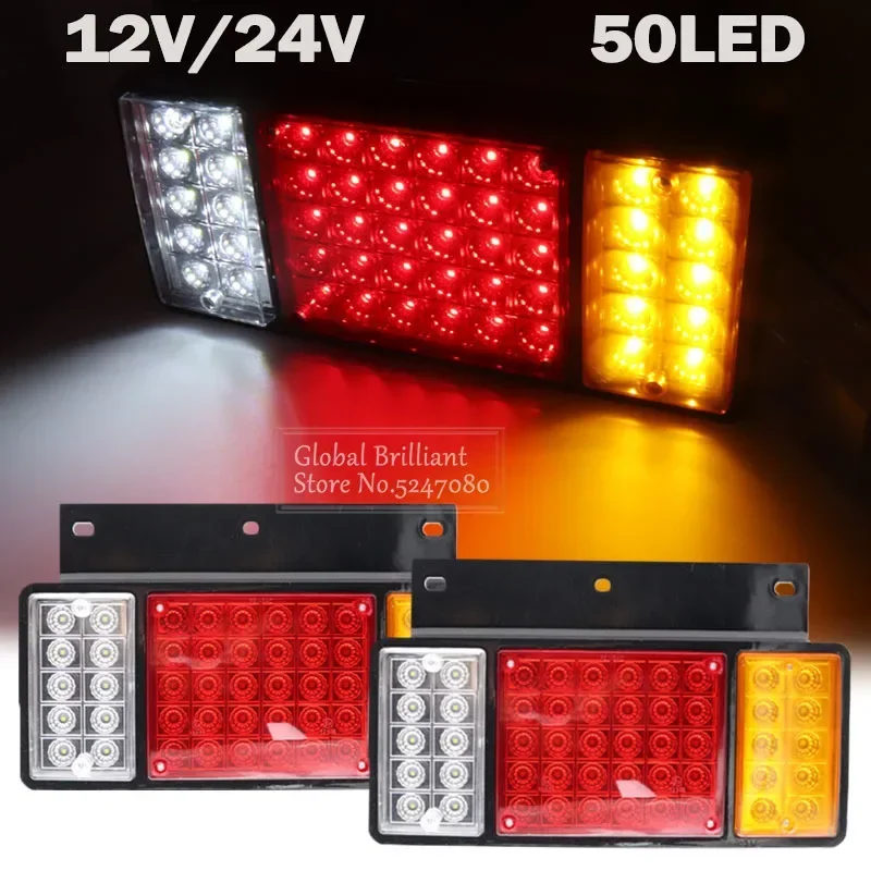 

2Pcs For ISUZU Elf Truck NPR NKR NHR NLR 1984-up 12V/24V Waterproof Car Truck 50 LED Rear Tail Light Warning Brake Reverse Lamps