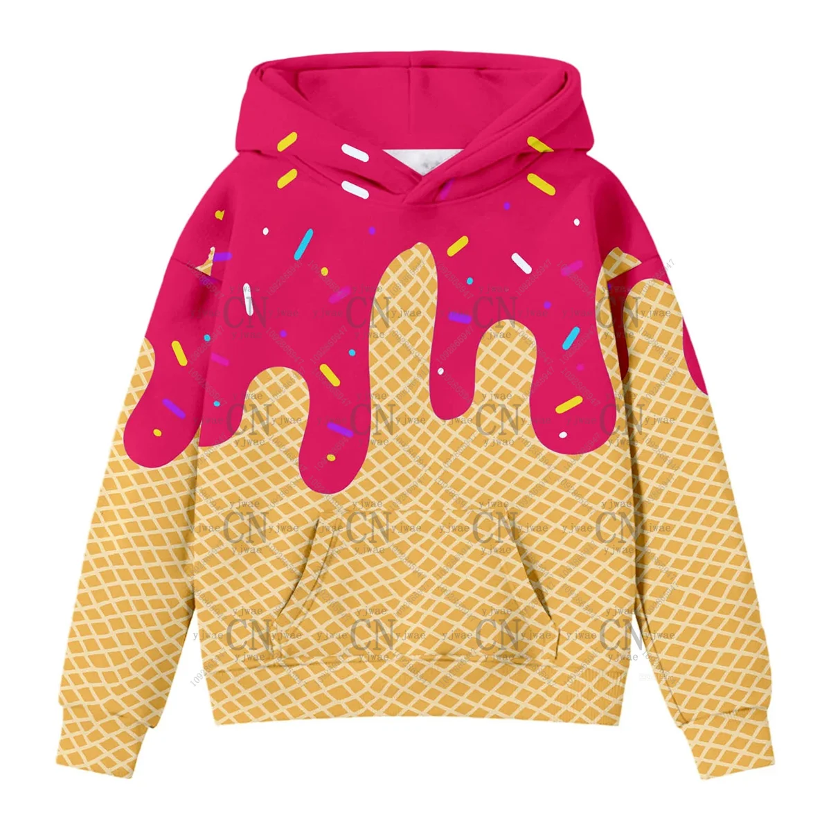 

Hoodies For Girls Boys Ice Cream Hooded Sweatshirts Autumn/Winter New Hoodies Outwear Sweatshirts Adult Parent Child Top