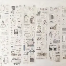 Journal Pages Vintage Neutral White Girl Washi PET Tape for Card Making DIY Decorative Sticker