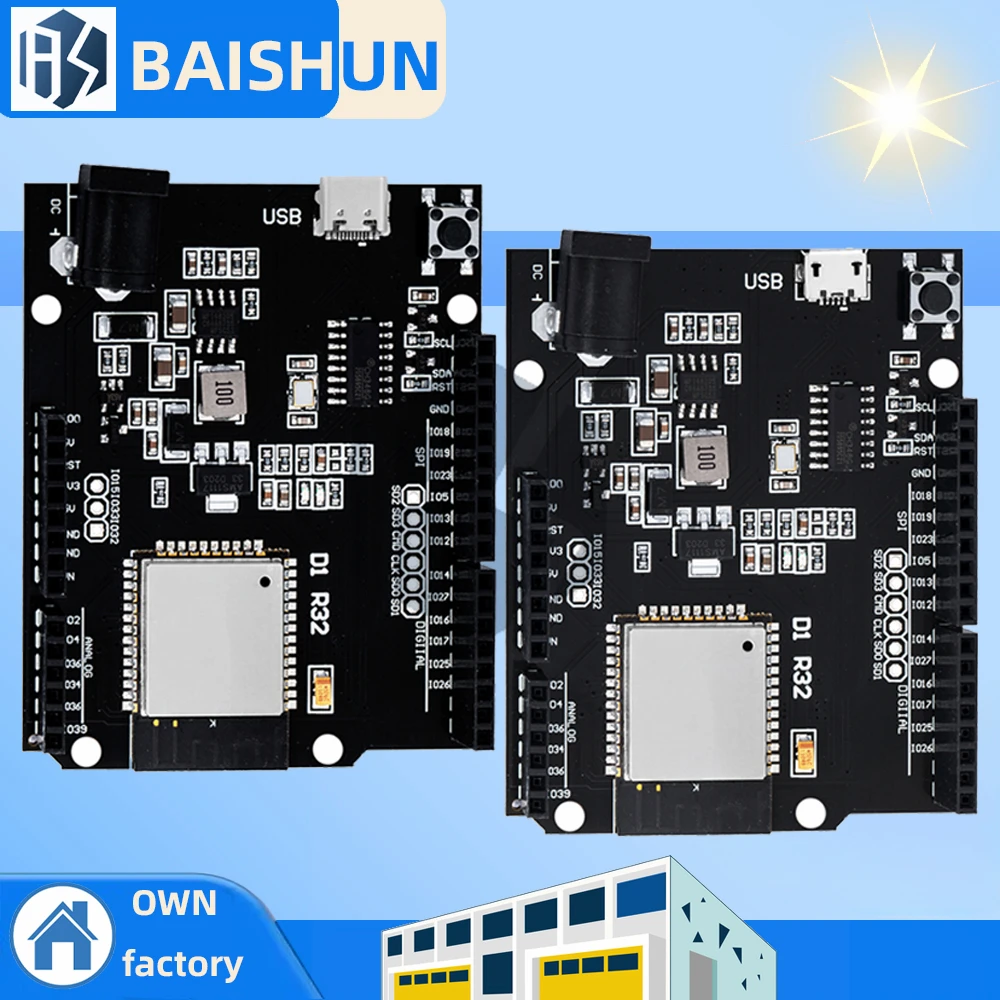 yZ[zWemos D1 R32 ESP32 J{[hp - Type-C USBAWiFi/BluetoothA4MB tbVACH340G `bvAArduino ݊p