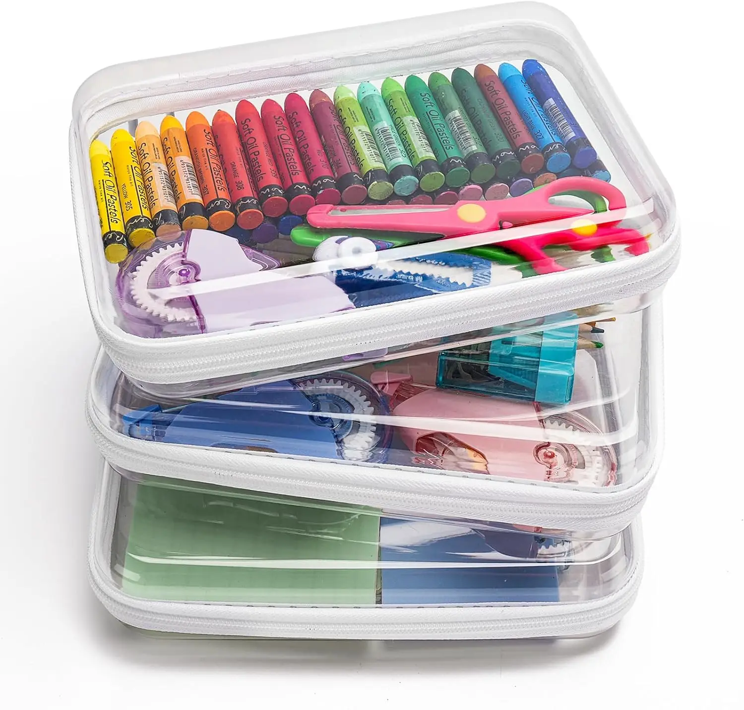 

3PCS Clear Hard Shell Zipper Case, Portable Cosmetic Bag, Diaper Organizer, Toy Storage Bins