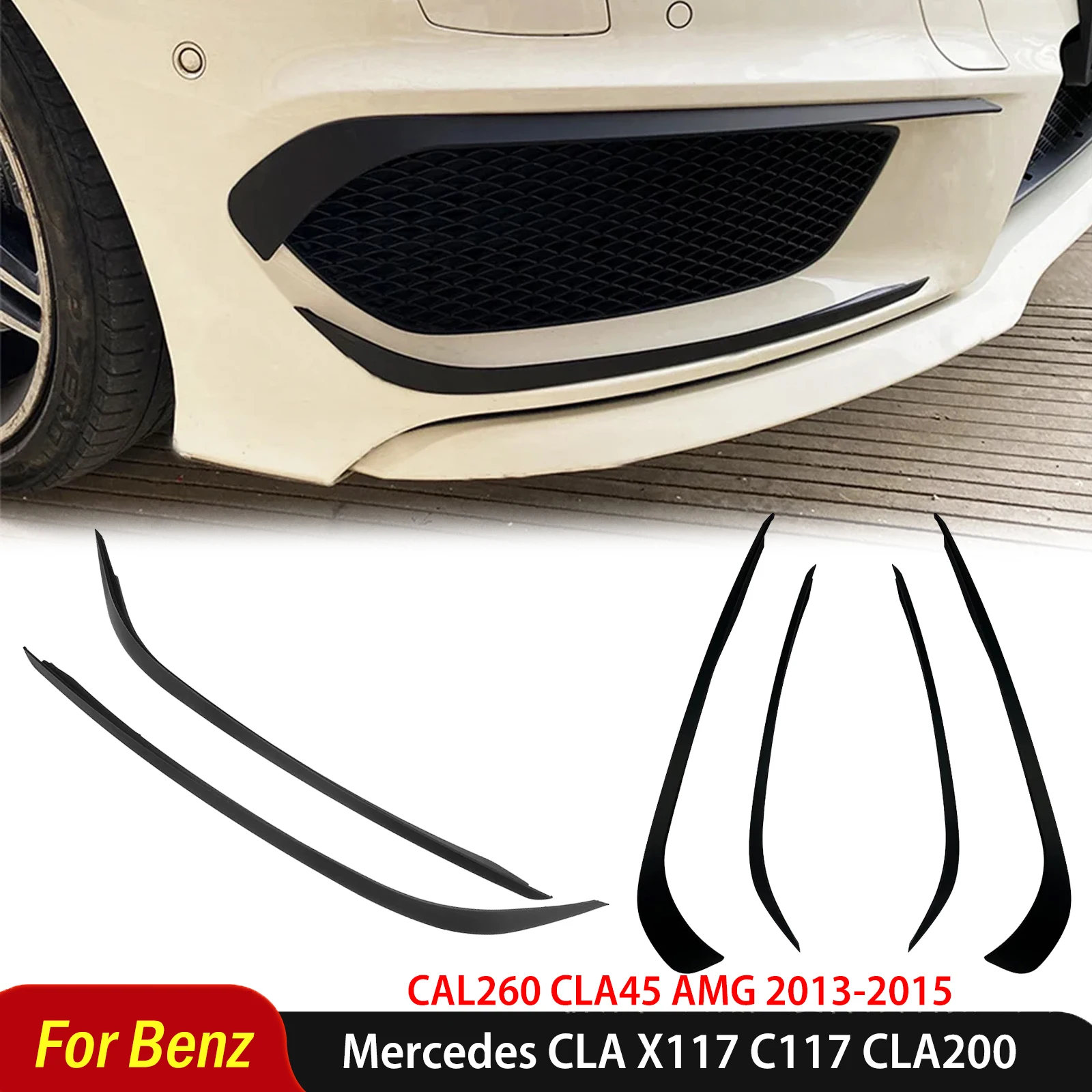

For Mercedes Benz CLA X117 C117 CLA200 CAL260 CLA45 AMG 2013-2015 Front Bumper Splitter Spoiler Fog Lamp Light Lip Trim Tuning