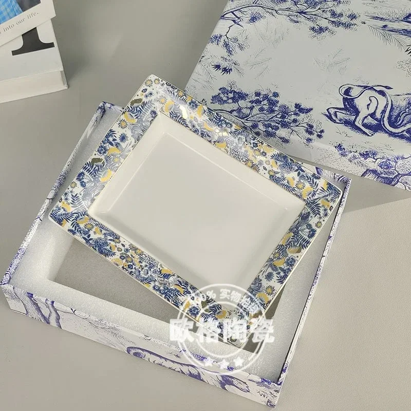 Bone China Ashtray with Decorative Tray Large Home Living Room Ornament Display Item Packaged in Elegant Gift Box