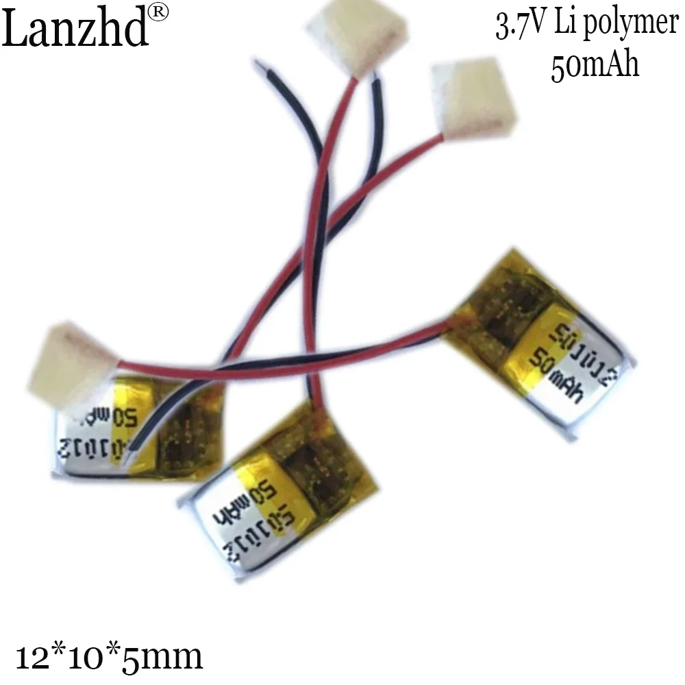 501012 50mAh 3.7V Lipo Lithium Polymer Rechargeable Battery For TWS i7s i8 i12 Bluetooth Headset GPS Smart Watch LED Lights Toy