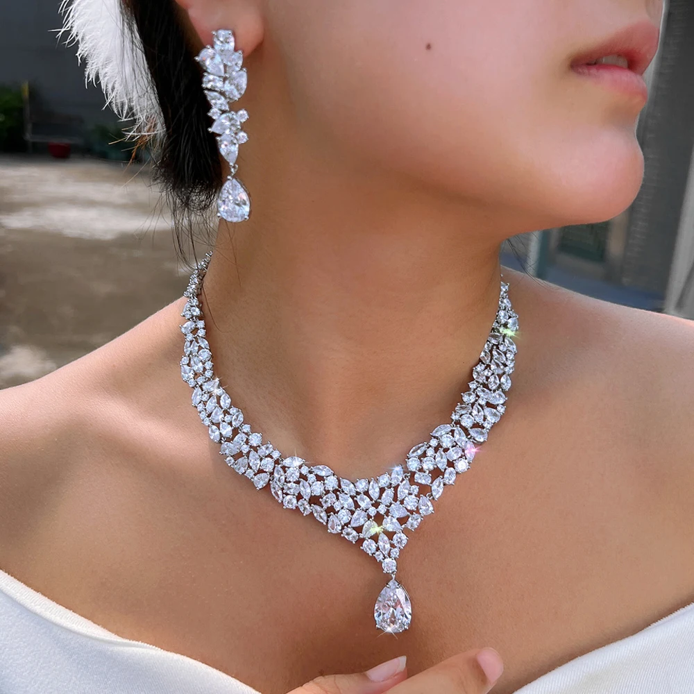 

Изысканный комплект украшений ThreeGraces с кубическим цирконием в форме капли воды, роскошный свадебный/вечерний набор для невест T1064