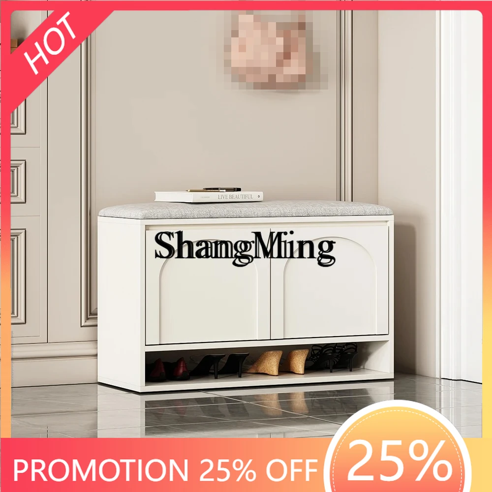 

ZYY Delicate Premium New Shoes Changing Stool Cream Style Entryway Shoe Cabinet Integrated Sitting Shoe Stool