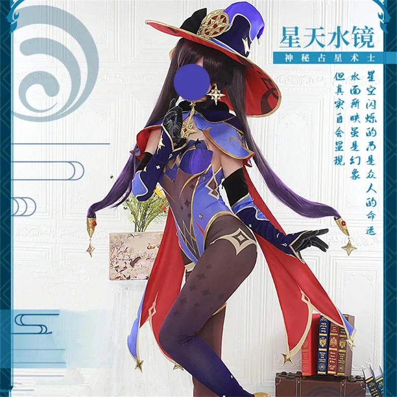 

ss23AGCOS Genshin Impact Mona Cosplay Costume Woman Christmas Sexy Dress Coat+Jumpsuits+Socks+Gloves+Hat