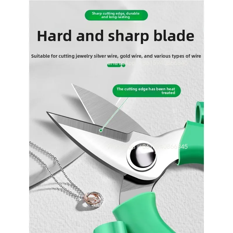 Gold and silver jewelry scissors short mouth green handle household strong scissors copper wire broken wire scissors gold tools